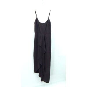 GIANNI BINI slip dress spaghetti strap midi sleeveless v neck chocolate brown 2